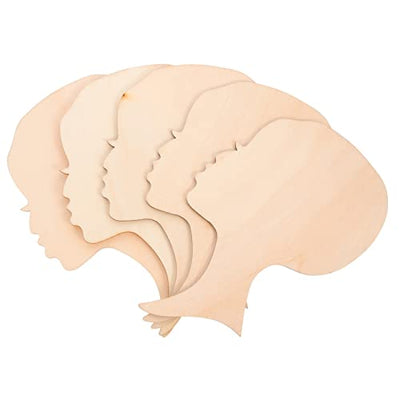 Sewroro Wooden Tags 10pcs African Girl Wooden Cutouts DIY Wooden Crafts Template Silhouette Template Head Wood Decoration Pendant Unfinished Shape