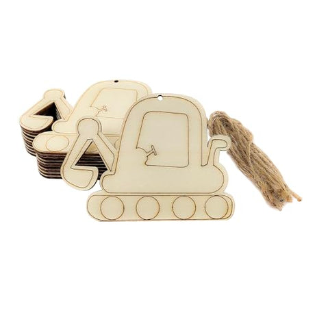 30 Pack Unfinished Wood Excavator Cutouts Tractor Crafts Wooden Excavator Vehicles to Paint Tractor Shape Cutouts Paint Wooden Trucks Hanging Xonzmmk
