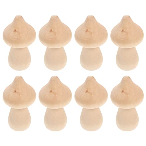 COHEALI 10pcs Wooden Mushroom Balnk Mushroom Model Unfinished Wood Toy Wooden Peg Dolls Unpainted Wood Figures Mushroom Toys Dining Table Decor