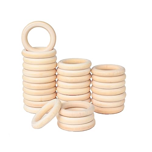 30 Pcs Wooden Rings for Craft, 55mm/2.2inch, Natural Wood Rings for Macrame Pendant Connectors,Jewelry Making, Decor DIY Craft - WoodArtSupply