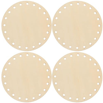 ULTNICE 4pcs Natural Wooden Basket Bottom Circle Shape Blank Crochet Knitting Basket Wood Base Shaper for DIY Basket Craft Weaving Making Supplies