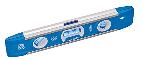 Empire Level EM81.9G 9 Inch Magnetic Torpedo Level w/Overhead Viewing Slot (Made in USA), Silver/White/Blue - WoodArtSupply