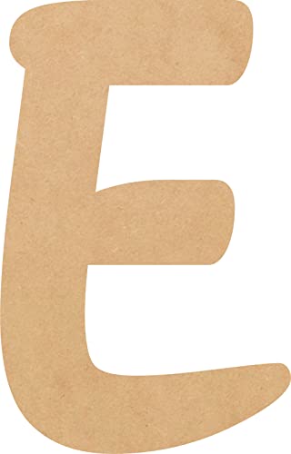 4 Inch Tall Wooden Letter E Unfinished Craft, Wood Alphabet for Nursery Room Decor, Muthike MDF Cutout NEXTCraft