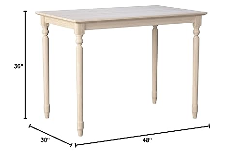 International Concepts Table Top Solid with Wood Counter Height Turned Legs, 30 by 48-Inch, Unfinished IC International Concepts