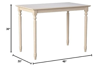 International Concepts Table Top Solid with Wood Counter Height Turned Legs, 30 by 48-Inch, Unfinished