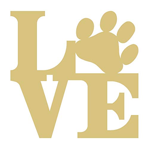 Love Paw Cutout Unfinished Wood Dog Lover Door Hanger Everyday Decor MDF Shaped Canvas Style 1 (12") - WoodArtSupply