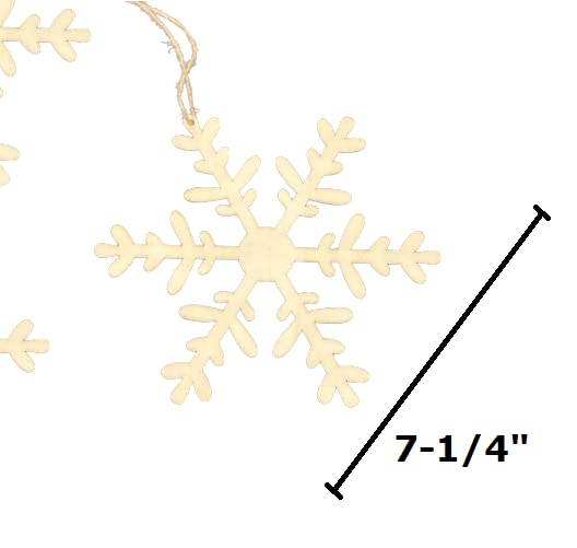 Group of 6 Unfinished Wood Snowflake Ornaments by Factory Direct Craft - Snowflake Wood Cutouts for Christmas Decorating and Holiday Displays (7-1/4 Factory Direct Craft