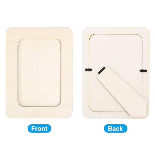 PATIKIL Wooden DIY Photo Frame, 4 Pcs Unfinished Solid Wood Picture Frames for 3.5" x 5.5" Photo Standing DIY Craft Frame for Tabletop Desk Home Art, - WoodArtSupply