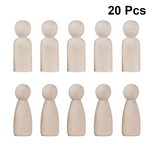 NUOBESTY Natural Unfinished Wooden Peg Doll Bodies Family Member Great for Arts and Crafts 20 Pcs NUOBESTY
