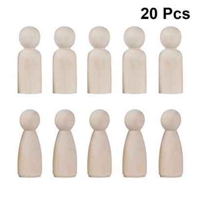 NUOBESTY Natural Unfinished Wooden Peg Doll Bodies Family Member Great for Arts and Crafts 20 Pcs - WoodArtSupply