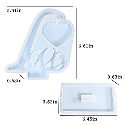 Large Picture Frame Resin Molds, Love Letter Heart Silicone Molds for Epoxy Resin, Unique Heart and Stand Epoxy Casting Mold for DIY Photo Frame Art