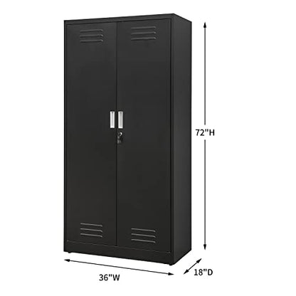 CJF 72" Metal Storage Cabinet with Adjustable Shelves, Lockable Steel Storage Cabinet for Garage, Office, Home, School