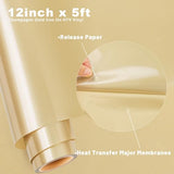 GIRAFVINYL Champagne Gold Heat Transfer Vinyl for cricut 12'' x5 FT Champagne Gold HTV Iron on Vinyl for T-Shirts, Hats, Clothing,Compatible with GIRAFVINYL