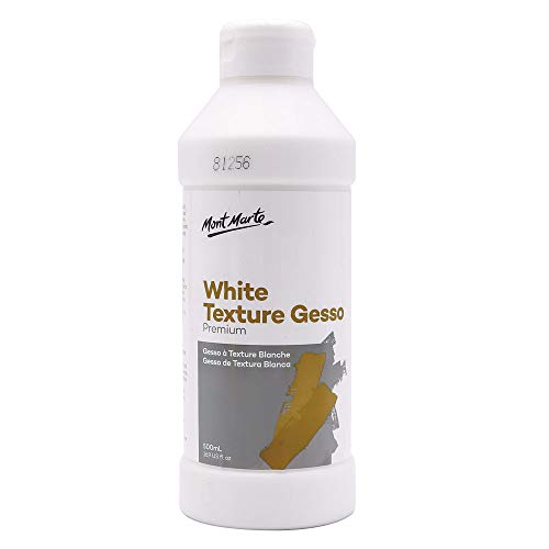 MONT MARTE Premium White Texture Gesso 16.9oz (500ml), Suitable for Acrylic Paint, Oil Paint, Color Pencils, Pastels, Graphite and Charcoal MONT MARTE