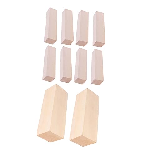 VILLCASE 10 Pcs Carved Wooden Strips Wood Decor Wooden Building Blocks Wood Carving Blocks Wood Blank Blocks Basswood Carving kit Unfinished Craft VILLCASE