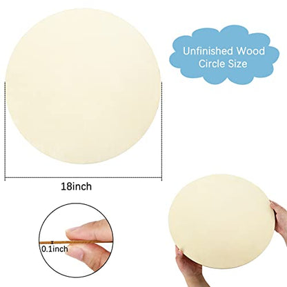 Whaline 18 Inch Wood Circles for Crafts 10Pcs Valentine Unfinished Round Wooden Discs Farmhouse Rustic Wood Sign Door Hanger 3mm Thick Natural Blank