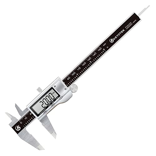 KETOTEK Digital Caliper 6 Inch Measuring Tool, Stainless Steel Electronic Vernier Calipers, Digital Micrometer with Large LCD Screen, inch/Metric KETOTEK