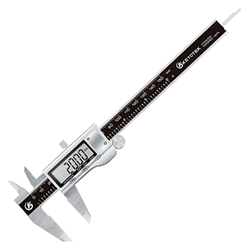 KETOTEK Digital Caliper 6 Inch Measuring Tool, Stainless Steel Electronic Vernier Calipers, Digital Micrometer with Large LCD Screen, inch/Metric - WoodArtSupply