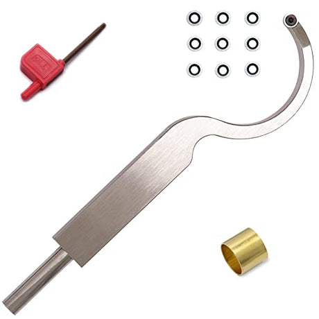 Carbide Tipped Woodturning Tool H8.9 Carbide Wood Lathe Tool Enlarge Swan Hollower Made of Stainless Steel with 10pcs 8.9mm Round Carbide Cutter and Dirtech