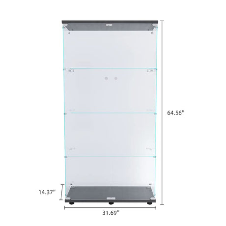 Zacis Modern 4-Tier Glass Display Cabinet with Two Doors for Living Room and Bedroom Zacis