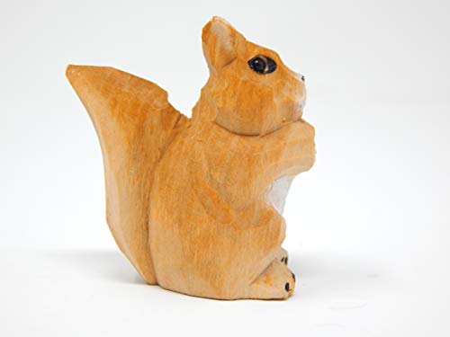 Selsela Squirrel Figurine Garden Statue Home Decoration Miniature Wood Forest Critter Art Mini Carved Small Animal Selsela