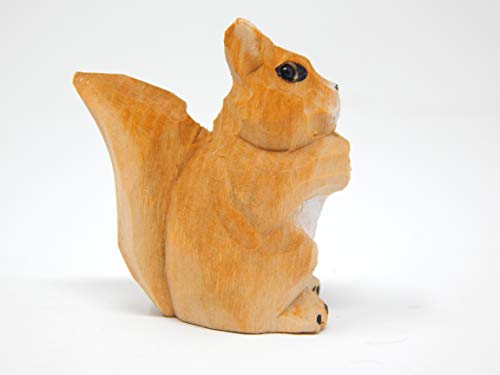 Selsela Squirrel Figurine Garden Statue Home Decoration Miniature Wood Forest Critter Art Mini Carved Small Animal - WoodArtSupply