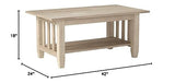 International Concepts Mission Tall Coffee Table, Unfinished IC International Concepts