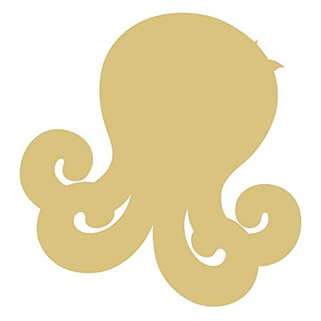 Octopus Cutout Unfinished Wood Nautical Décor Beach House Nursery Door Hanger MDF Shaped Canvas Style 3 (12") Diverse Woodworking