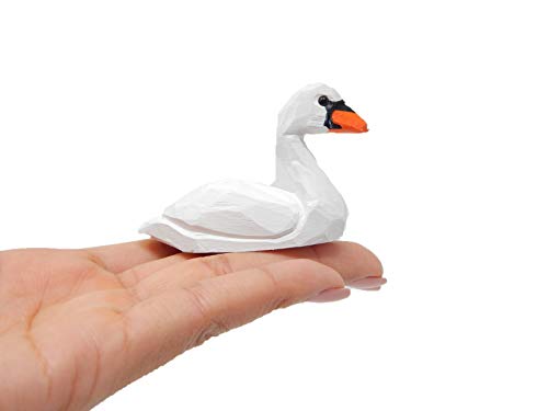 Selsela Swan Figurine Decor Art Small Goose Statue Gift Carving Miniature Animals Sculpture - WoodArtSupply