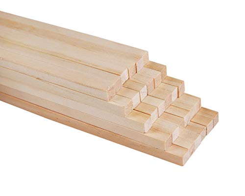 150 PCS 1/8 ×12 inch Basswood Sticks, Small Hardwood Unfinished Balsa Wood Squrae Strips for Crafts DIY Projects Qj-solar