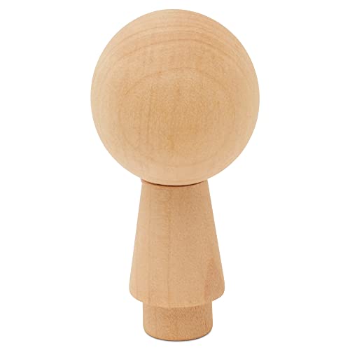 Unfinished Peg Dolls, Wooden Figurines for Crafts and Ornaments, Boys, Pack of 5 2-3/4 Inch Kokeshi Blank Wooden Dolls by Woodpeckers