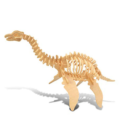 Puzzled 3D Puzzle Plesiosaurus Dinosaur Wood Craft Construction Model Kit Fun, Educational DIY Wooden Dino Toy Assemble Model Unfinished Craft Hobby