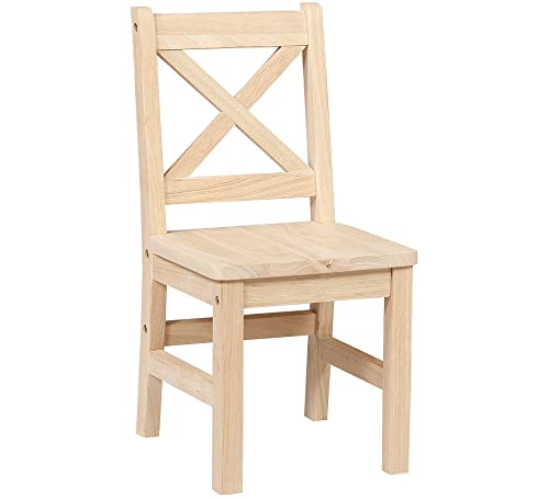 eHemco Solid Hard Wood X Back Kids Chair, Unfinished, Set of 2 eHemco