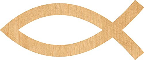 Jesus Fish Laser Cut Out Wood Shape Craft Supply - 2" Generic