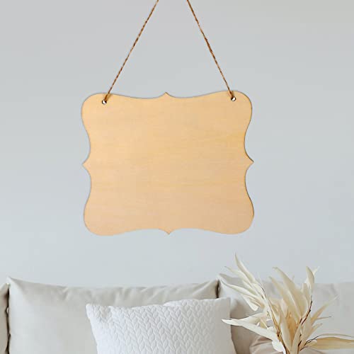 Tofficu 12pcs Shaped Wood Chips Unfinished Wood Banner DIY Wood Pallet Sign Blank Hanging Sign Craft Wood Planks Blank Wood Sign Unfinished Wood Tofficu