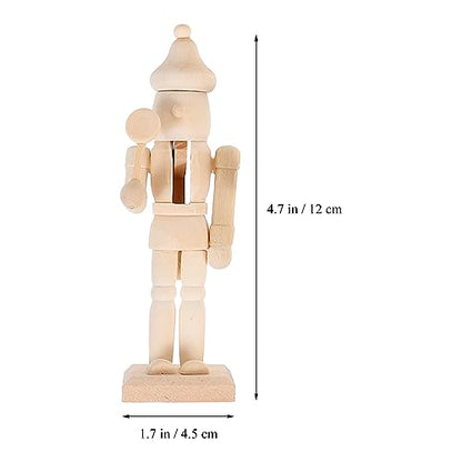 Unfinished Wood Nutcracker 6pcs Christmas Nutcracker Soldier DIY Blank Nutcracker Puppet for Xmas Decor (Random Style)