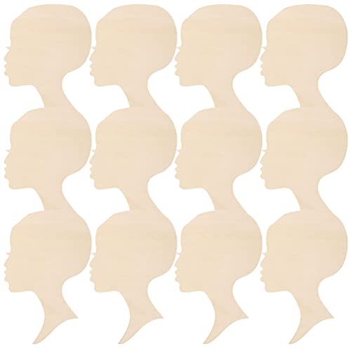 Alipis 12pcs African Girl Wooden Cutouts Women Face Silhouette Head Wood Decoration Pendant DIY Wooden Template Unfinished Craft Wreath for Mother - WoodArtSupply