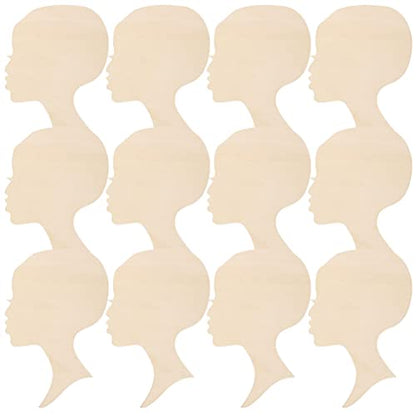 Alipis 12pcs African Girl Wooden Cutouts Women Face Silhouette Head Wood Decoration Pendant DIY Wooden Template Unfinished Craft Wreath for Mother - WoodArtSupply