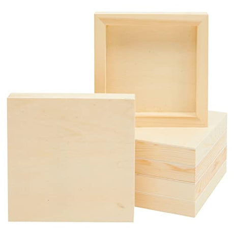 6 Pack Unfinished Wood Canvas Boards for Painting, 6x6 Square Wooden Panels for Crafts Bright Creations