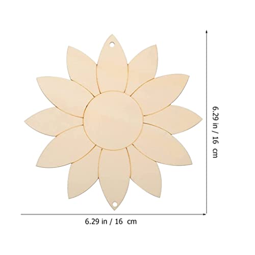Yardwe 1 Set Sunflower Decoration Blank Cutouts Wood Chips Unpainted Cutouts Pendants Sunflower Wood Door Hanger Unfinished Flower Cutouts Tree Yardwe