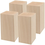 KEILEOHO 4 Pack 6 x 3 x 3 Inches Basswood Carving Blocks, Unfinished Whittling Blocks, Soft Wood Blocks, Kiln Dried Wood Carving Kit for Beginners, KEILEOHO