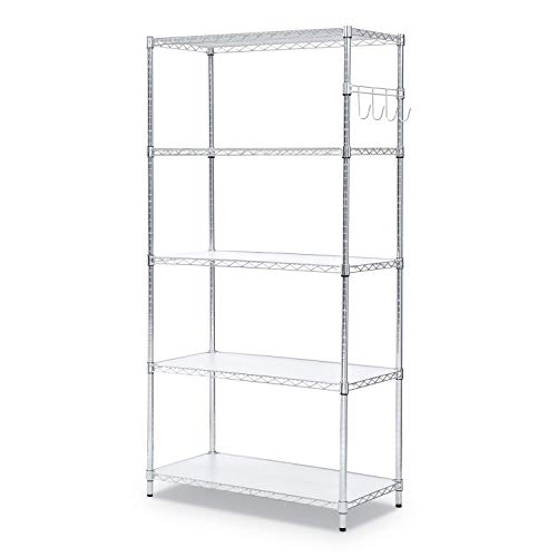 Alera SW653618SR 36 in. x 18 in. x 72 in. Five-Shelf Wire Shelving Kit with Casters and Shelf Liners - Silver Alera