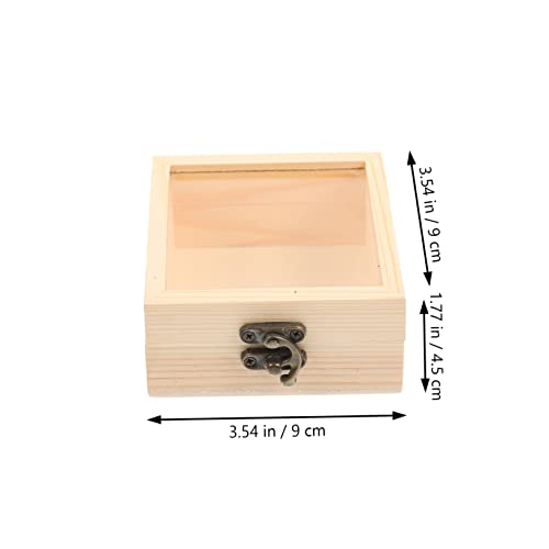 COHEALI 4 pcs moisennette Jewelry Treasure Box hinged Cover Container European Style Glass Wooden Storage Bins Bracelet Holder Treasure Chest Wedding COHEALI