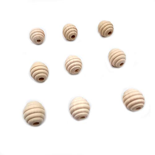 50pcs 20mm Unfinished Wood Threaded Wooden Spacer Loose Honeycomb Round Beehive Beads Home Decoration Accessories DIY Wood Crafts - WoodArtSupply