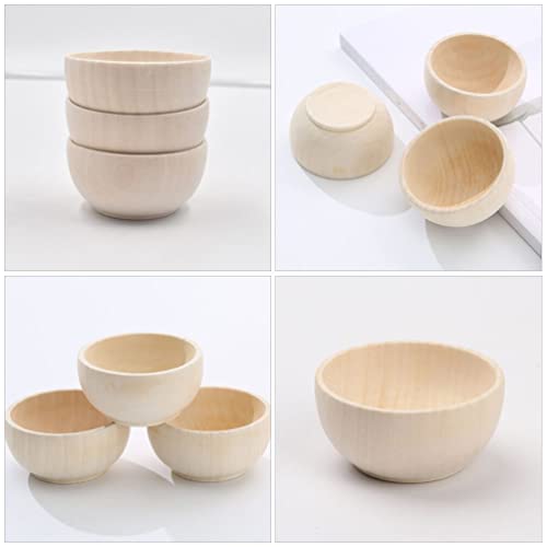 Toddmomy 5Pcs Wooden Craft Bowls Unfinished Wooden Bowls Wood Bowls Unpainted Mini Wooden Bowls for Crafts DIY Painting Art Projects Decor Toddmomy