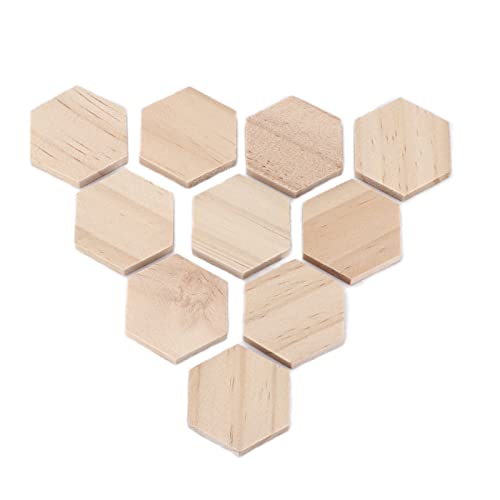 25Pcs Unfinished Hexagon Wood Pieces Blank 38mm/1.5inch Wood Shape Slices Wooden Cutouts Slices for DIY Decorations Crafts