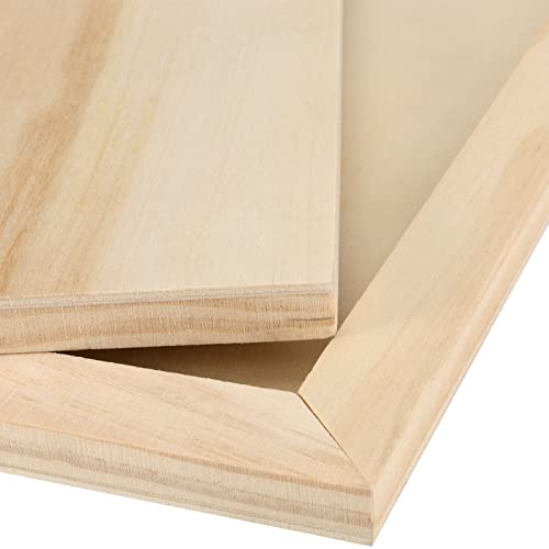 JOIKIT 14 Pack 9 x 12 Inch Wood Canvas Panels, Artist Wooden Canvas Board Unfinished Wood Cradled Painting Panel Boards for Burning, Pouring, String JOIKIT