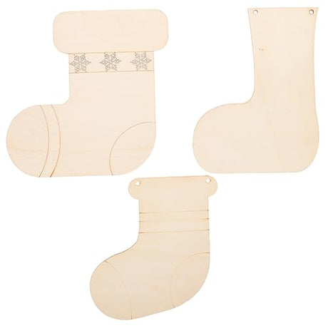 ABOOFAN 3pcs Tag Decor Socks Unfinished Wood Slices Unfinished Wood Chip DIY Supplies Blank Wood Slices Wood Chip for DIY Blank Wood Chip Wooden ABOOFAN