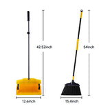 Yocada Heavy Duty Broom and Dustpan Set Commercial Outdoor Indoor 2+1 Perfect for Courtyard Garage Lobby Mall Market Floor Home Kitchen Room Office Yocada