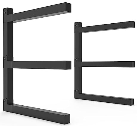 Tigerden Lumber Storage Metal Rack, 3-Level Wall-Mounted Organizer and Wood Rack, Indoor & Outdoor Storage Solution for Workshop or Garage - 1 Pack Tigerden